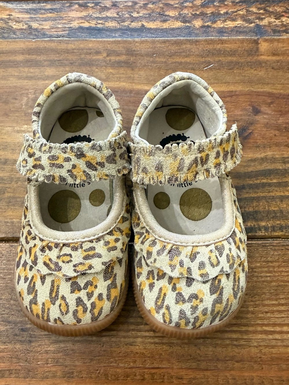 Livie & Luca Ruche Leopard Cheetah Baby Girl Mary Jane Shoes Size 3